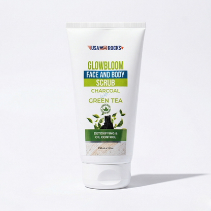 GlowBloom Face and Body Scrub (Charcoal & Green Tea)