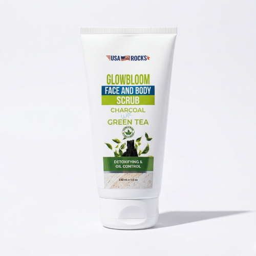 GlowBloom Face and Body Scrub (Charcoal & Green Tea)