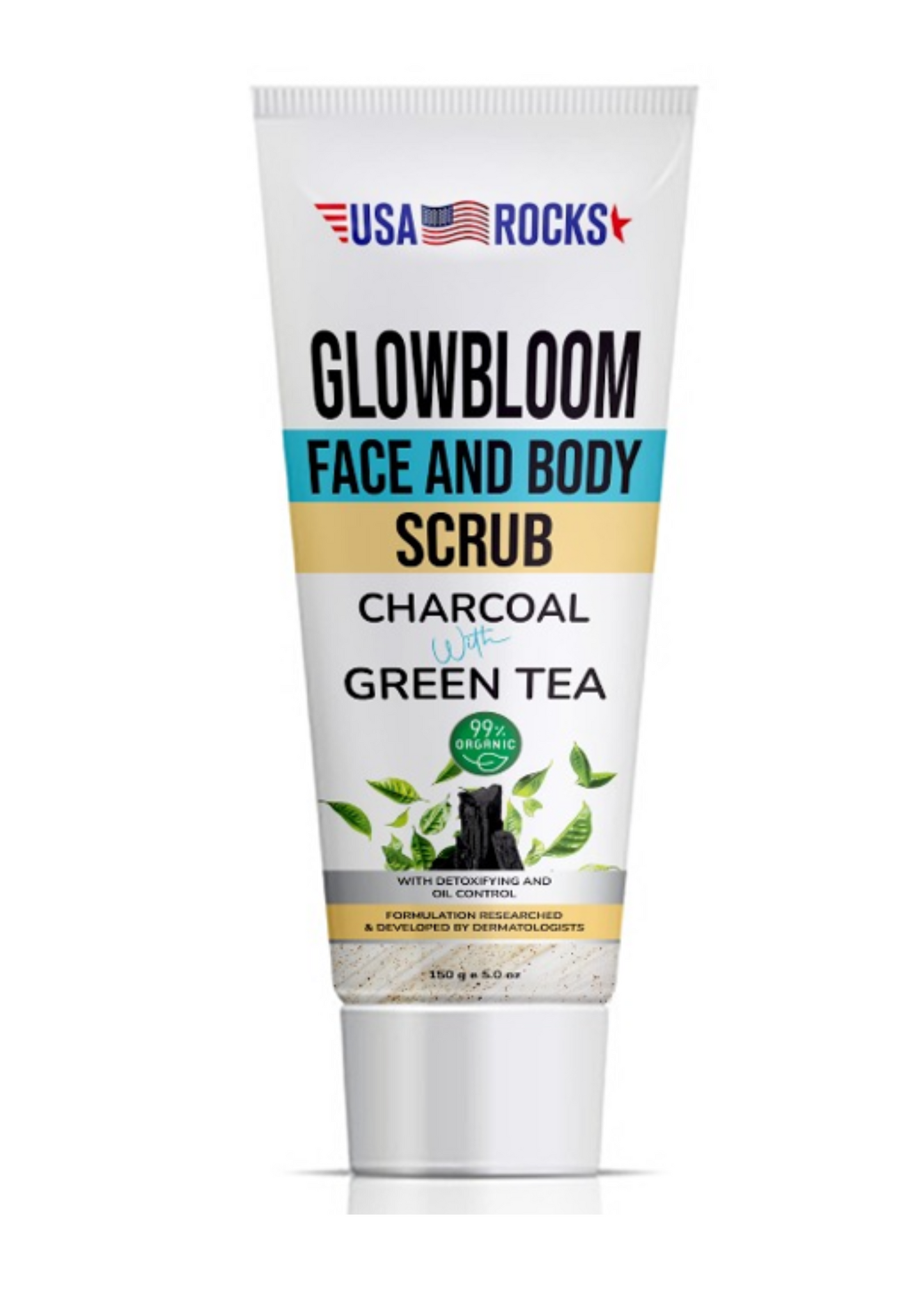 GlowBloom Face and Body Scrub (Charcoal & Green Tea)